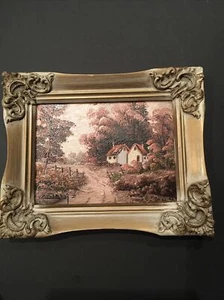 Vintage Ölgemälde Nu Mold Creations Landhaus Bäume Wasser signiert Collazi - Bild 1 von 7