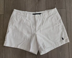 Ralph Lauren Sport Shorts Women's 8 Cotton Twill White Mid Rise 31 x 4.5 FLAW - Picture 1 of 13