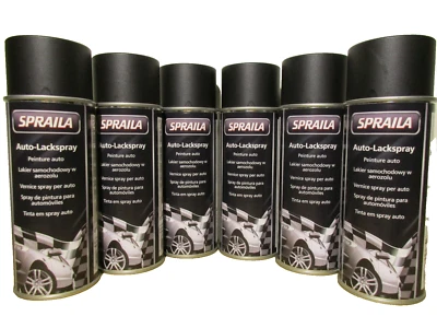 6 Spraydosen schwarz matt Lackspray Sprühdose Spray Sprühlack Autolack 400ml - Bild 1 von 3