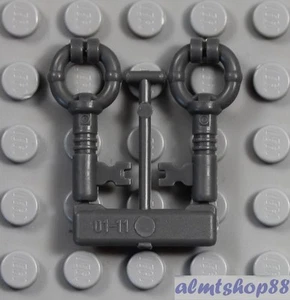 LEGO - 2x Llaves Gris Azulado Oscuro - Cerradura de Puerta Cofre Castillo Ciudad Minifigura Utensilio - Imagen 1 de 1