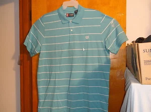 NEW CHAPS MEN'S SEAWEED BLUE STRIPE DESIGN  S/S POLO SHIRT....SIZE.X-LARGE    - Picture 1 of 1