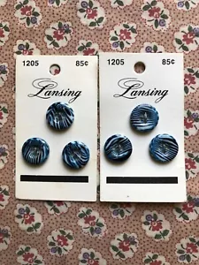 Set of 6 New Blue & White Swirl Round Buttons 5/8" wide by Lansing - Sew Through - Picture 1 of 1