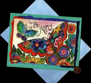 HTF LAUREL BURCH THANK YOU Butterflies Ornate Flying LARGE BLANK - Greeting Card - Picture 1 of 4