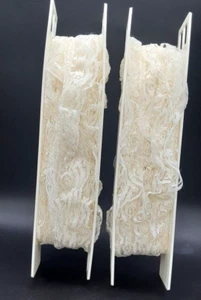 2 Vintage NOS Roll Spool Reel Rose 1" WIDE WHITE LACE  rim Border BRIDAL unknown - Picture 1 of 8
