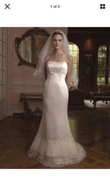 Casablanca Bridal Gown Sz 6 Style 1804, Ivory w/Gold, Crystals & Beads  NWOT - Image 1 of 4