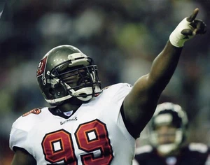 FOTO SIN FIRMAR WARREN SAPP 8X10 IMAGEN DE TAMPA BAY BUCANEERS - Imagen 1 de 1