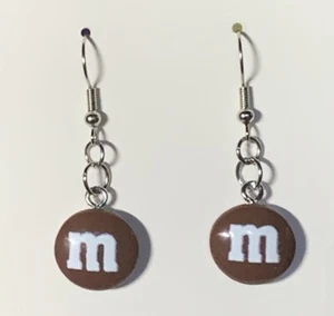Brown M & M Candy Drop Dangle Earrings!! - Picture 1 of 8