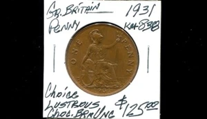 Gran Bretaña Penny KM-838 1931 en elección marrón chocolate estado sin circular - Imagen 1 de 2