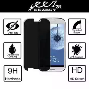 Anti-Spy Privacy Tempered Glass Screen Protector for Samsung Galaxy S3 - Picture 1 of 7