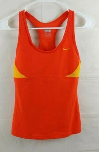 Nike Womens Racerback Tank Top Small Orange Yellow Fit Dry Built In Bra Athletic - Picture 1 of 4