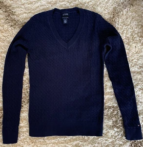 Tommy Hilfiger Women Navy Blue Cable Knit Sweater M - Picture 1 of 5
