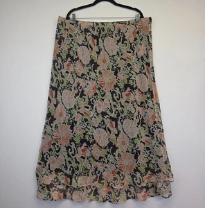 Cato Rock Damen Übergröße 22/24 W braun Blumen Chiffon Fee Grunge Y2K - Bild 1 von 14
