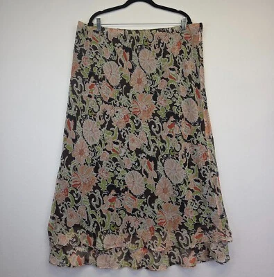 Cato Skirt Women Plus Size 22/24W Brown Floral Chiffon Fairy Grunge Y2K - Image 1 of 4