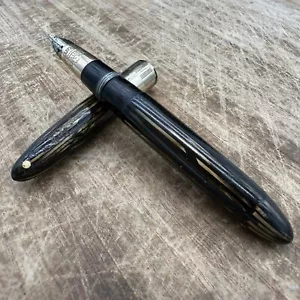 Penna stilografica vintage W.A.Sheaffer Co Lifetime 14K pennino made in USA a righe marroni - Foto 1 di 12