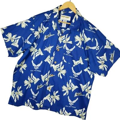 Vintage Eagle Crest Kamp Shirt Men's USAF Floral Hawaiian Button-Up Shirt Sz XXL - Image 1 of 4