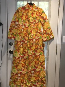 David Brown California House Coat Floral Muumuu Dress Sz S Vtg NWT - Picture 1 of 9