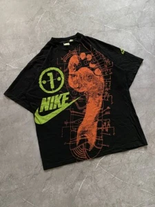 Camiseta negra vintage años 90 Nike Big Foot Logo rap de gran tamaño Y2K talla XL - Imagen 1 de 18
