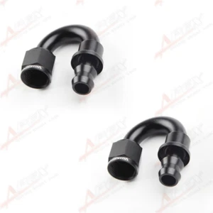 Adaptador de montaje de manguera de combustible de aluminio push-on 8AN AN8 2 PIEZAS 180 grados negro EE. UU. - Imagen 1 de 9