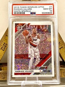 Damian Lillard /20 WHITE SPARKLE Prizm Donruss Optic 2019 Bucks PSA 10 - Bild 1 von 4