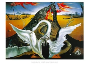 Salvador Dali Bacchanale Ballettschwan surrealistisch Museum Kunstdruck 60x80 SELTEN - Bild 1 von 1