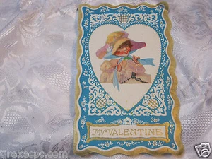 Vintage Valentine's Day Valentine Greetings Card embossed paper 5.5" tall - Picture 1 of 2