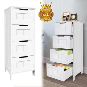 Bathroom Drawers | White 4 Drawer Storage Cabinet Unit Free Standing - Picture 1 of 8