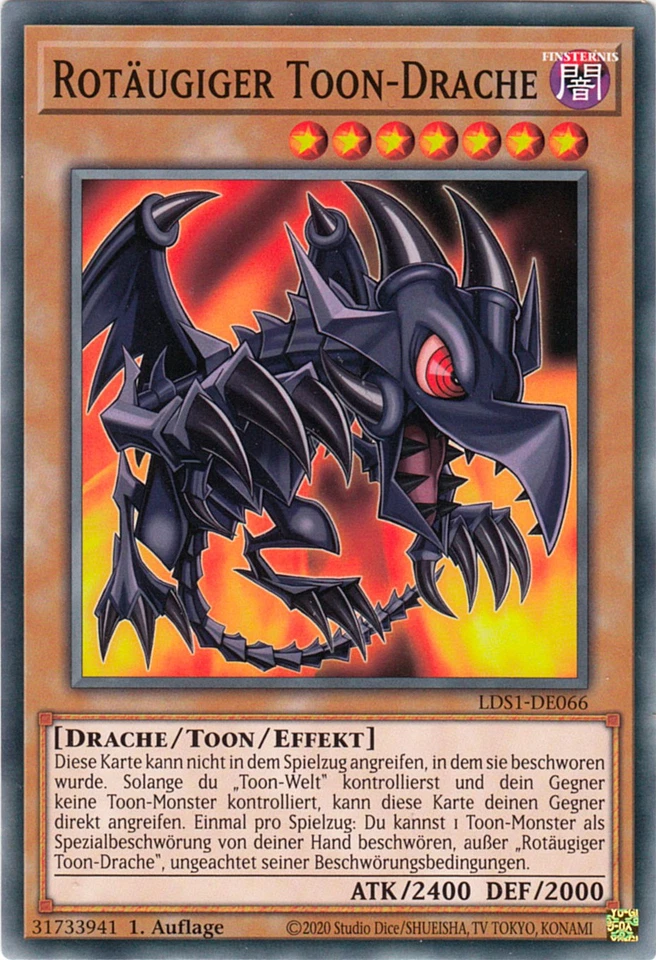 YU-GI-OH, ROTÄUGIGER TOON-DRACHE, C, LDS1-DE066, 1. Auflage, TOP - Bild 1 von 1