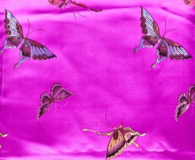 Tela de seda brocado mariposa púrpura, púrpura, mariposas pastel, 78"x46" Foto 1 de 2