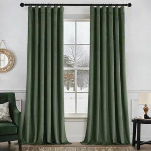 Velvet Curtains 108 Inch Length 2 Panels Set for Bedroom, Pinch Pleat Back Ta... - Picture 1 of 7