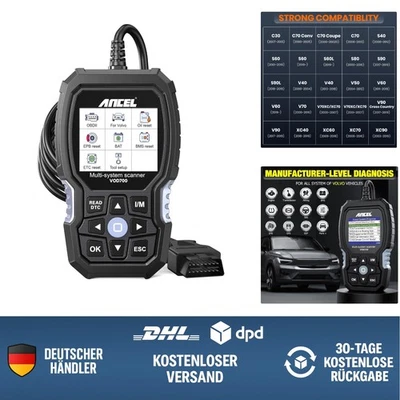 OBD2 Diagnosegerät für Volvo Fahrzeuge Vollsystem Fehlercode Auslesen und Res... - Bild 1 von 4