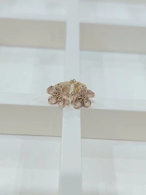 Pendientes Pandora Genuinos Oro 14ct Flor de Cerezo Esmalte Rosa - Sin Espalda 250318ES Foto 1 de 3