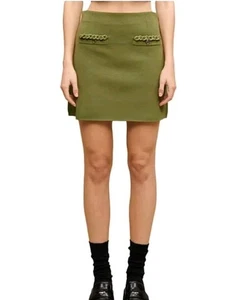 Neu mit Etikett Maje Jadene Strick-Minirock Kettenbesatz grün Stretch Gr. 34 - Bild 1 von 8