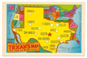 Vintage Houston Texas Humorous Map (No Bull) Postcard - Astrocard AC-70-A - Picture 1 of 2