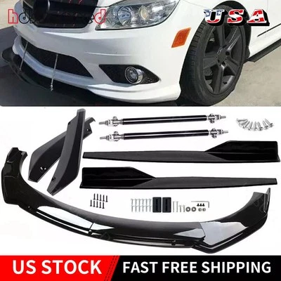 Alerón labial parachoques delantero negro brillante Mercedes-Benz + faldón lateral + labio trasero Foto 1 de 4