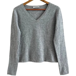 Vintage Ann Taylor Kaschmir V-Ausschnitt Pullover klein grau adrett ruhig Luxus weich Mädchen - Bild 1 von 8