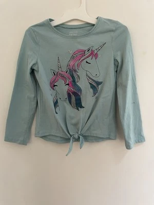 Camiseta Jumping Beans Más Suave Niños Niñas Brillo Unicornio Corbata Frontal Camisa Turquesa 5 Foto 1 de 4