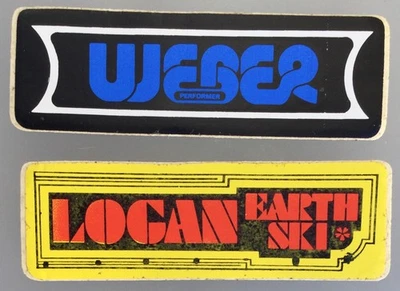 "Pegatinas de monopatín vintage europeas LOGAN y WEBER de los años 70 4,25"" DOS NOS RARAS" Foto 1 de 2