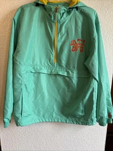 Dutch Bros Jacket Adult Medium Green Windbreaker Pullover Lightweight Hooded Zip - Picture 1 of 7