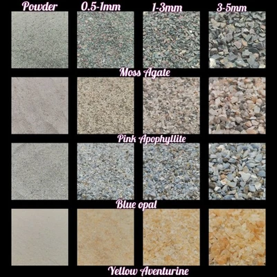 Piedras preciosas trituradas gruesas de todos los tamaños para hacer arte en uñas incrustaciones de madera para trabajar Foto 1 de 4