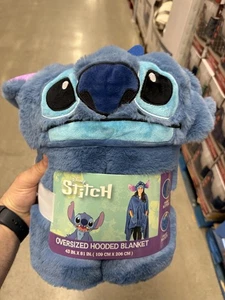 Manta con Capucha Disney Stitch De Gran Tamaño 43x81 Usable Felpa Azul Personaje Capucha - Imagen 1 de 2