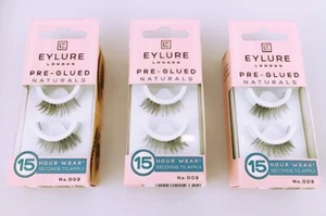 3 x Eylure London Pre-Glued Lashes NATURALS 15 Hour Wear 003 - Picture 1 of 2