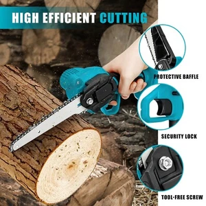 Mini Chainsaw 6" Cordless Electric Portable Chainsaw 5.5Ah Rechargeable Battery - Picture 1 of 6