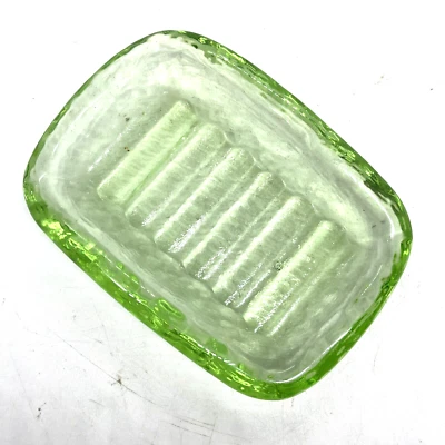 Jabonera de vidrio artístico reciclado fuego y luz de colección verde apio sin marca EE. UU. Foto 1 de 4