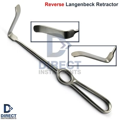 Instrumento quirúrgico REVERSE Langenbeck retractor tejido blando doblado hacia arriba 22 cm Foto 1 de 4