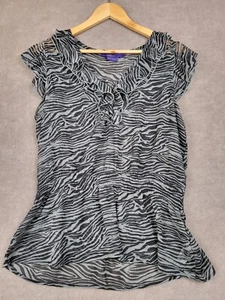 Miley Cyrus Max Chiffon Blouse Youth/Teen XL Animal Print Elastic Waist Top - Picture 1 of 12