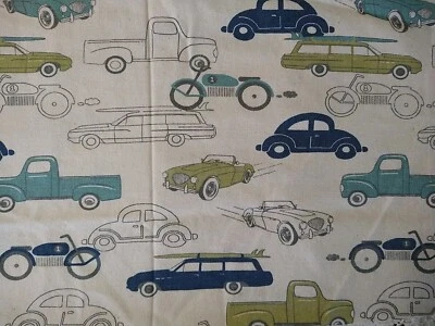 Premier Prints Fabric Vintage Cars Trucks Cotton Home Decor 25" x 46" wide - Image 1 of 4