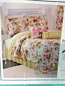 Waverly Emmas Garden Countr Bauernhaus Blumen 4-teiliges Wende-Quilt-Set Queen - Bild 1 von 5