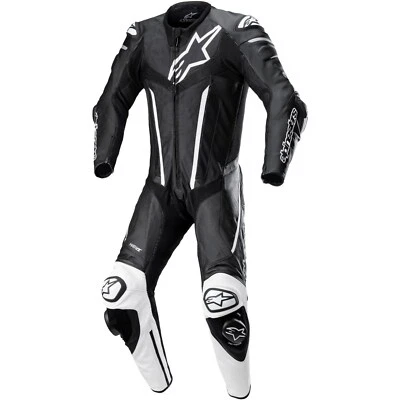 Alpinestars Lederkombi Fusion Herren Motorradkombi mit Stretch schwarz-weiß