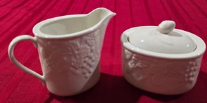 Mikasa English Countryside White Sugar Bowl with Lid and Creamer - Picture 1 of 5