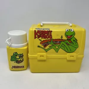 1981 Lunch with Kermit the Frog Plastic Lunch Box with Thermos - Picture 1 of 12